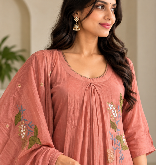 Baby Pink Mul Cotton Salwar Set