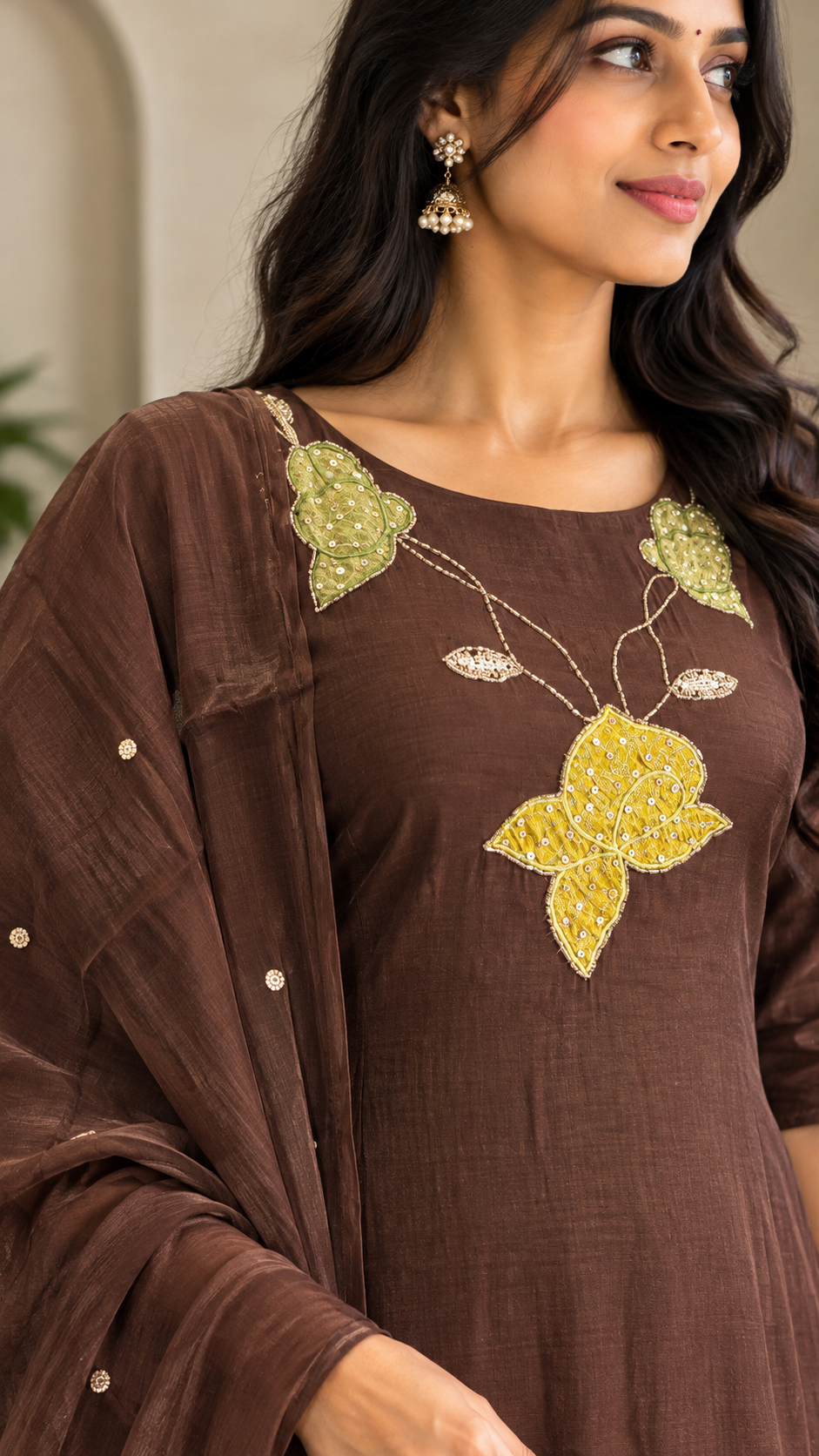 Coffee Brown appliqué work salwar