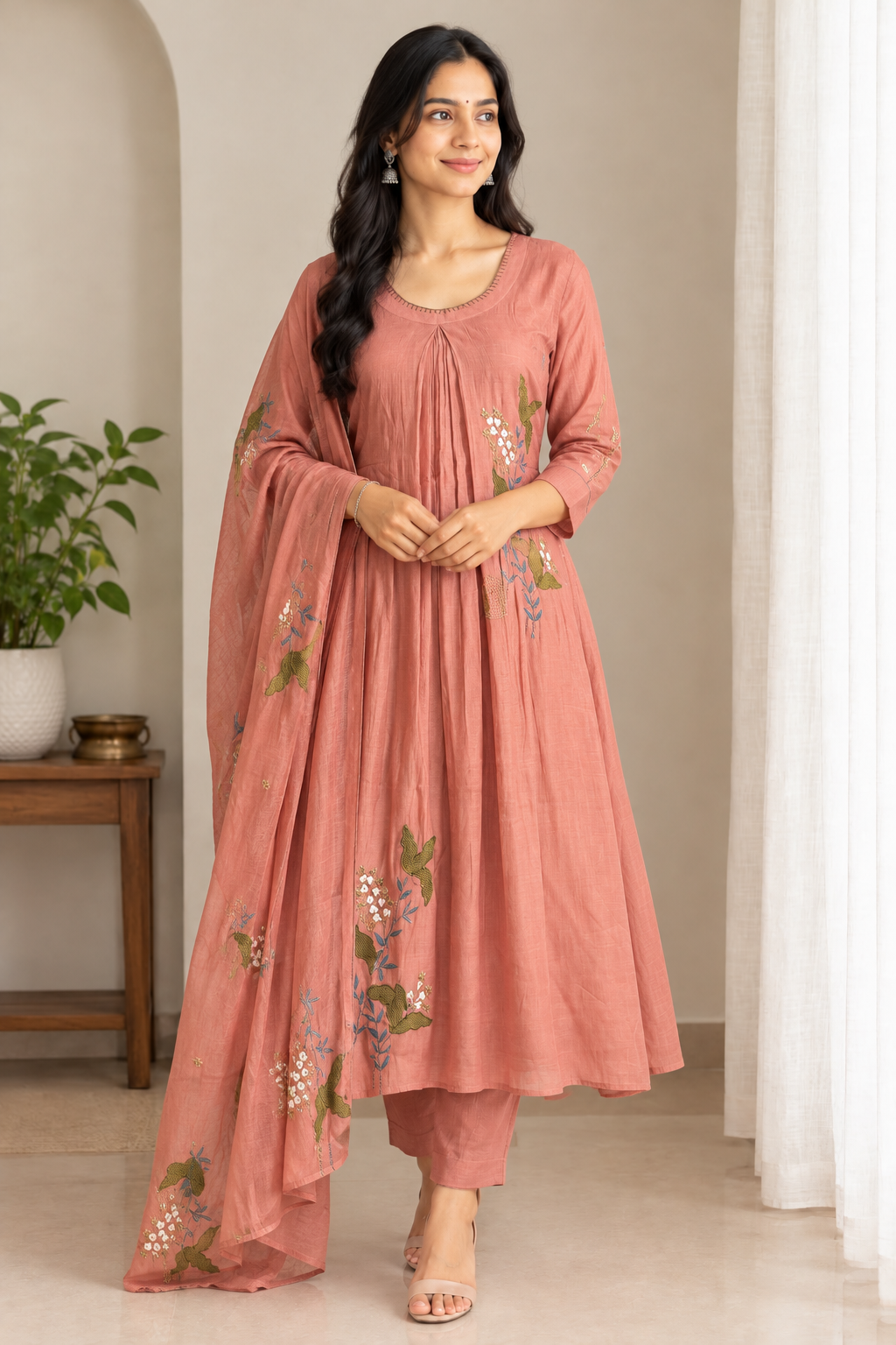 Baby Pink Mul Cotton Salwar Set